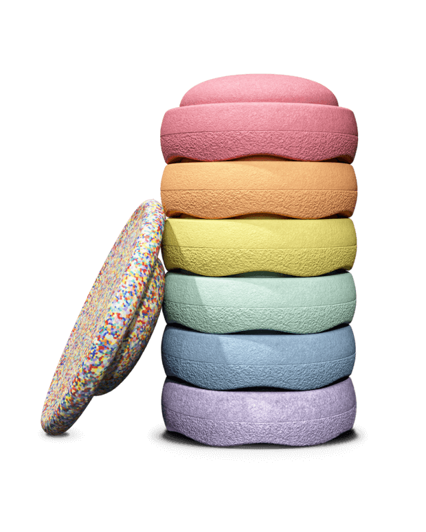 Stapelstein® Rainbow Set – 7 pierres d’équilibre avec balance board